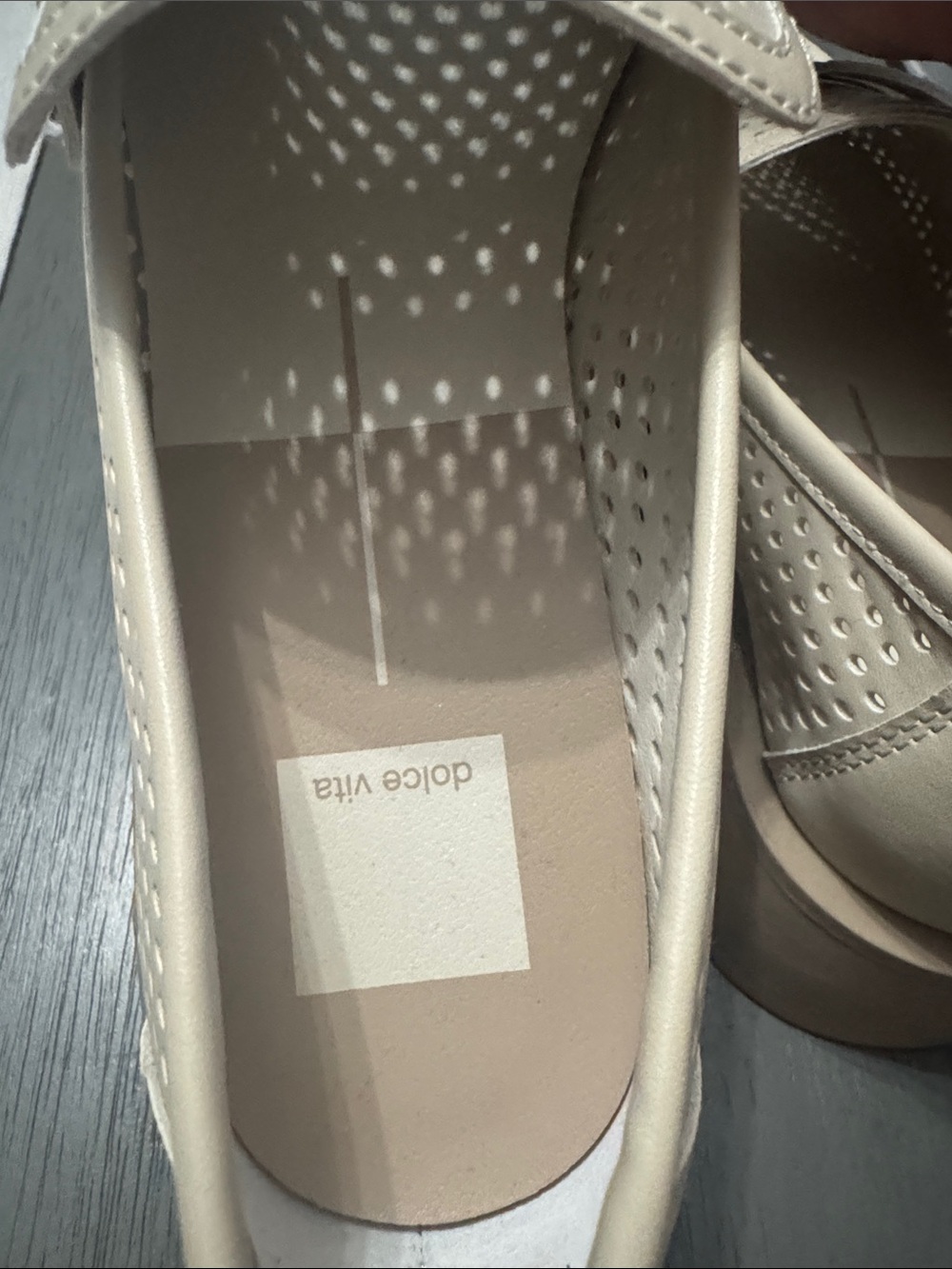 Dolce Vita Beige Perforated Penny Loafers - Picture 2 of 5